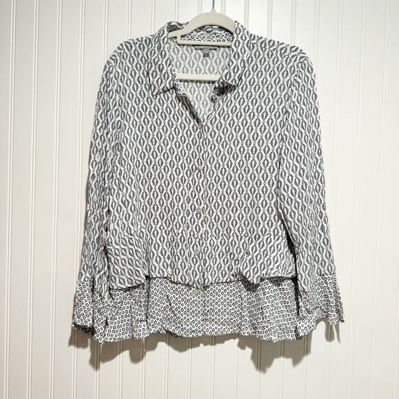 Habitat Layered Blouse Lagenlook Black White Size Large - Picture 1 of 6